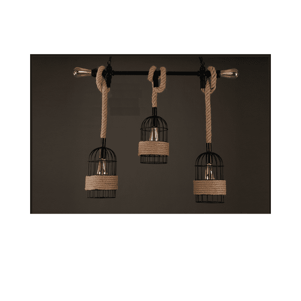 Lampara De Techo Porta Ampolleta E27 X3 Modelo Yute Vashti - Imagen 6