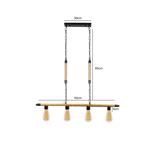 Lampara De Techo Porta Ampolleta E27 X4 Modelo Yute Vasumati - Imagen 2
