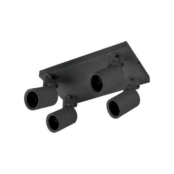 Foco Porta Gu10 Cuadruple Negro Sobrepuesto Led Modelo Altair Iv