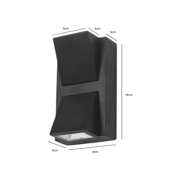 Aplique Led Doble Exterior Ip54 2x5w 3000k Negro Modelo Kapelle Und - Imagen 2