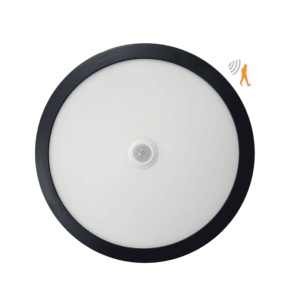 Panel Sobrepuesto Negro Pro Con Sensor De Movimiento Redondoondo 18w Frio 6500k