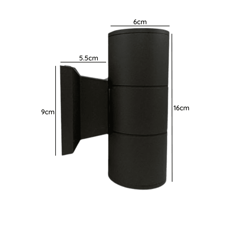 Aplique Led Exterior Negro Modelo Kapelle Cilindro Ip54 Doble Porta Gu10 - Imagen 3