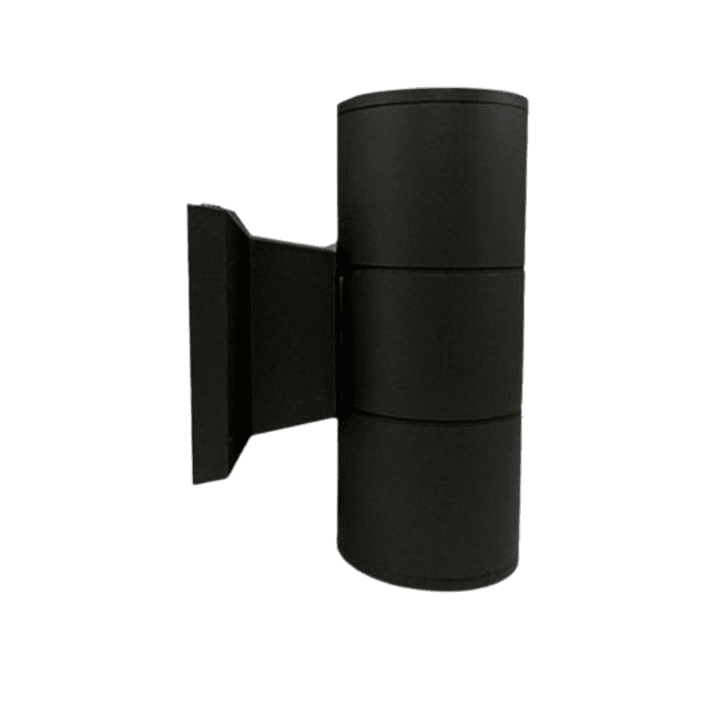 Aplique Led Exterior Negro Modelo Kapelle Cilindro Ip54 Doble Porta Gu10
