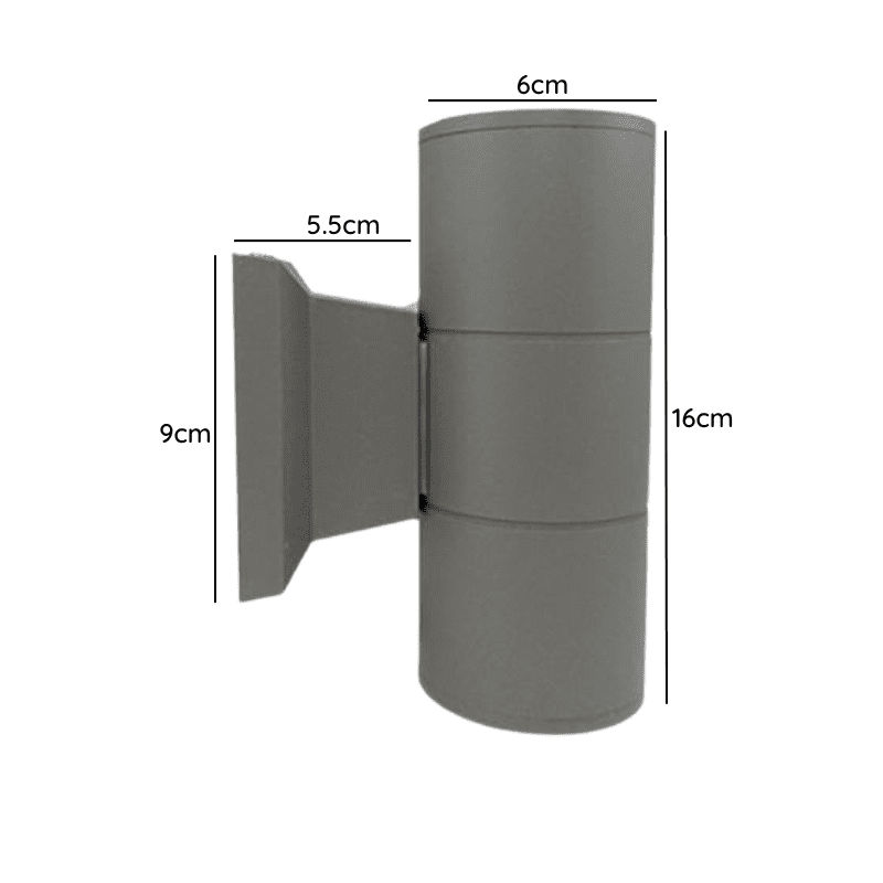 Aplique Led Exterior Gris Modelo Kapelle Cilindro Ip54 Doble Porta Gu10 - Imagen 3