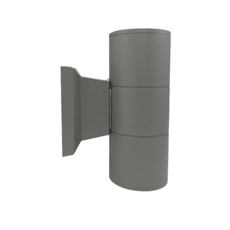 Aplique Led Exterior Gris Modelo Kapelle Cilindro Ip54 Doble Porta Gu10