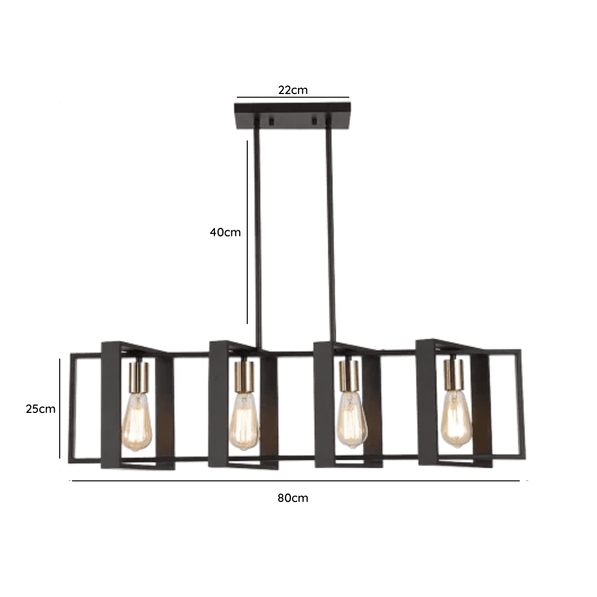 Lampara De Techo Negra Porta 4 Ampolleta E27 Modelo Koit - Imagen 2