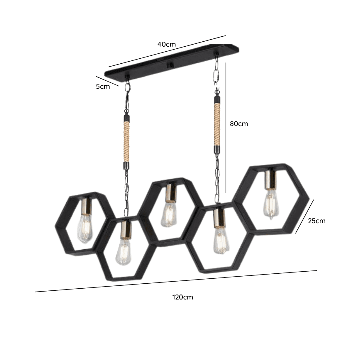 Lampara De Techo Porta Ampolleta De 5 Soquetes E27 Modelo Sceptrum Konnergie - Imagen 2