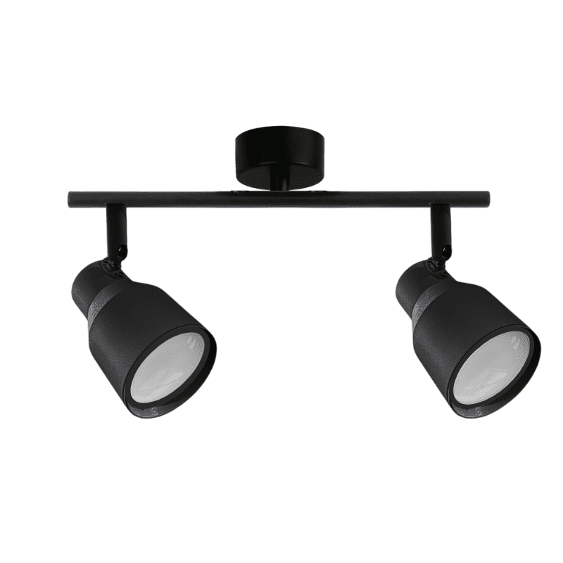Foco Porta Gu10 Doble Negro Sobrepuesto Led Modelo Híades
