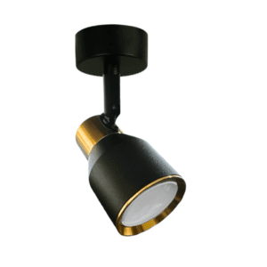 Foco Porta Gu10 Negro-Dorado Sobrepuesto Led Modelo HĆades