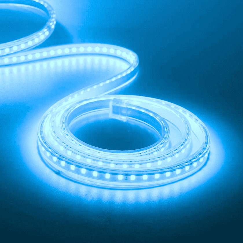 Cinta Led Azul Hielo 2835 120led 10mm Ip65 Corte Cada 20cm 220v Interior Exterior