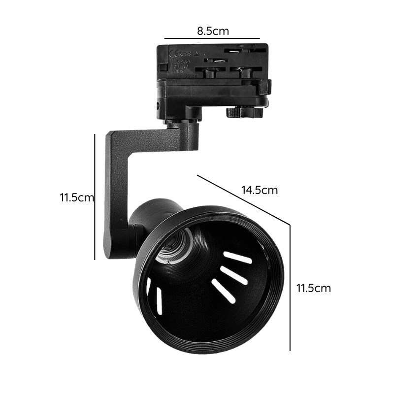 Foco Trifásico Negro Porta Ampolleta E27 Haedi Ii - Imagen 3