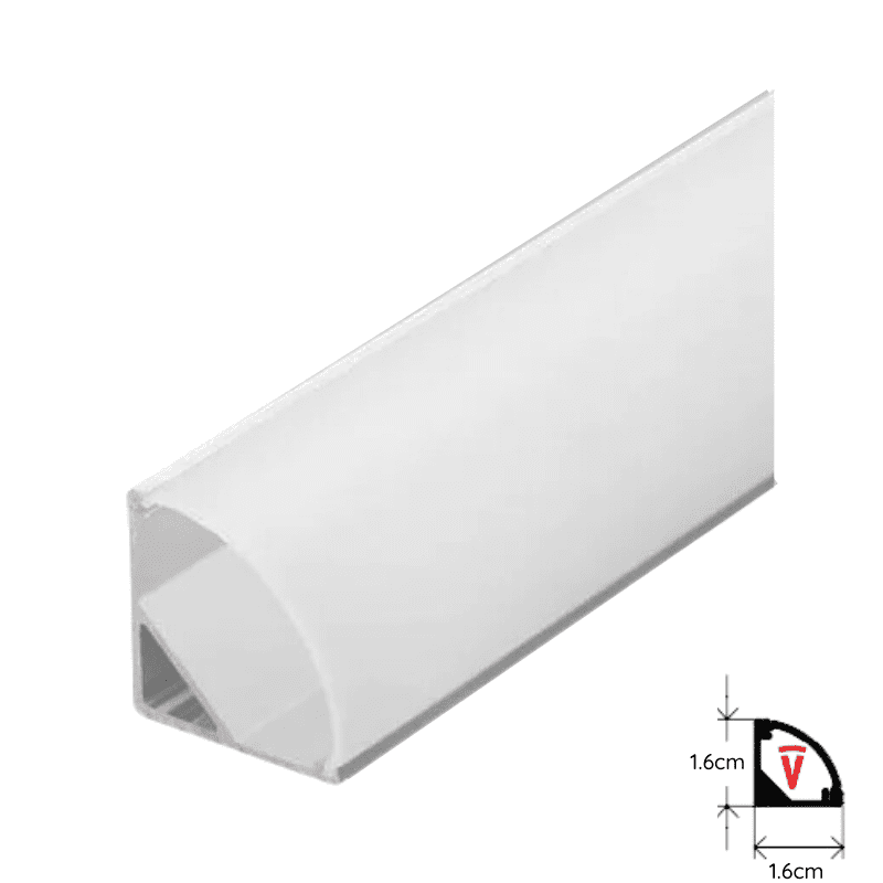 Perfil 2m Gris Con Difusor Espesor 0,45mm Modelo 601 Esquinero Con Tapa Y Hebillas