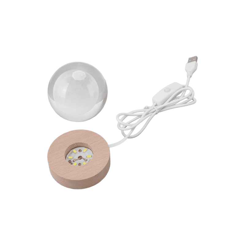Lámpara De Mesa Led Bola De Cristal 6" Delfin 3000k Dc5v Usb 1w - Imagen 3