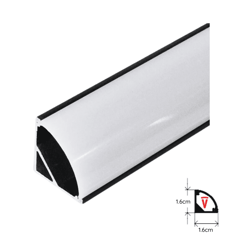 Perfil 2m Negro Con Difusor Espesor 0,45mm Modelo 601 Esquinero Con Tapa Y Hebillas