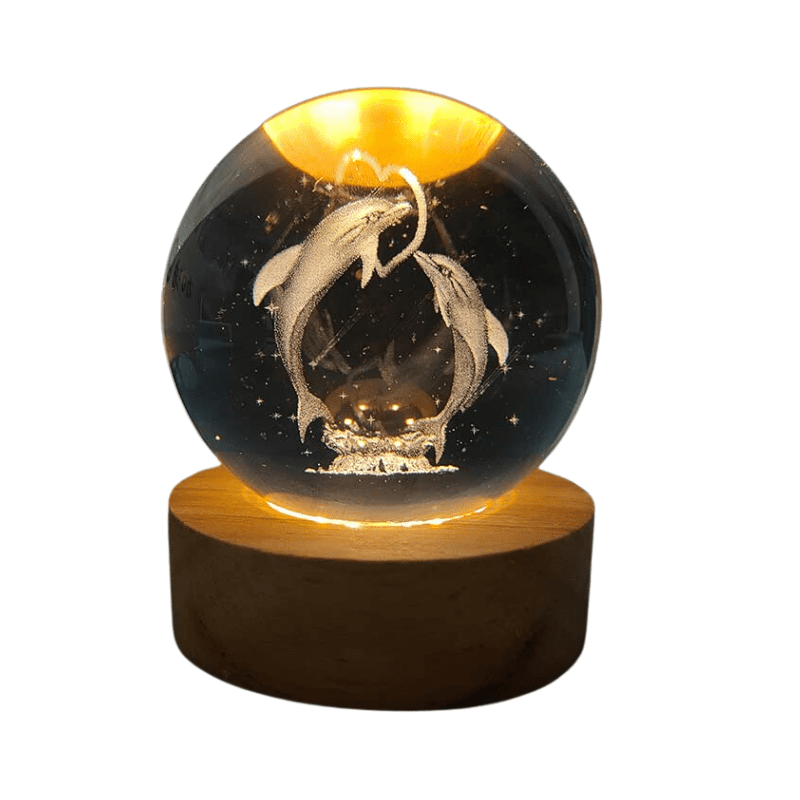 Lámpara De Mesa Led Bola De Cristal 6" Delfin 3000k Dc5v Usb 1w