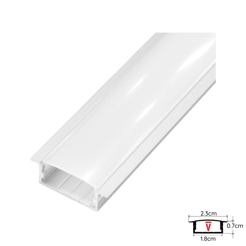 Perfil 2m Blanco Con Difusor Espesor 0,45 Modelo 508 Plano Bajo Embutido Con Tapa Y Hebillas