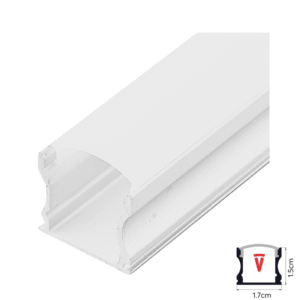 Perfil 2m Blanco Con Difusor De 0,55mm Modelo 613 Plano Alto Sobrepuesto Con Tapa Y Hebillas