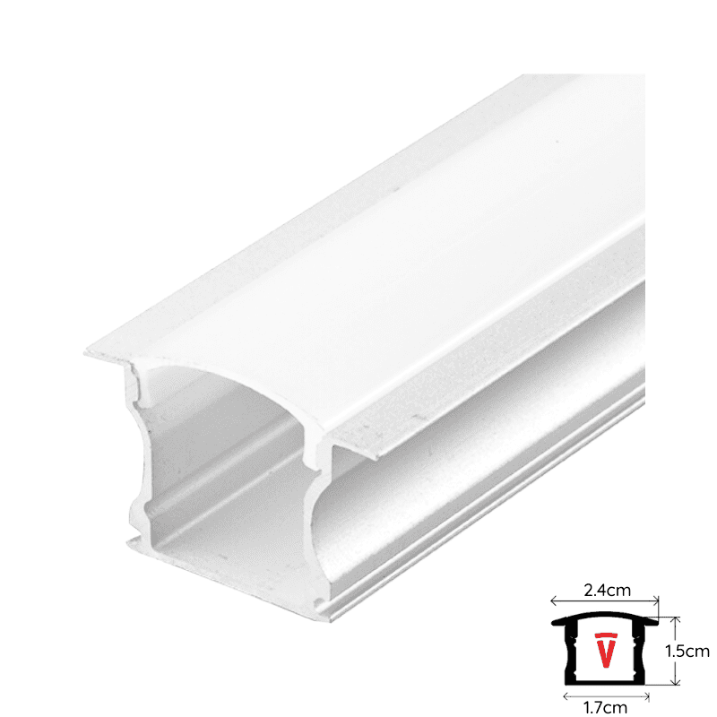 Perfil 2m Blanco Con Difusor De 0,55mm Modelo 613b Plano Alto Embutido Con Tapa Y Hebillas